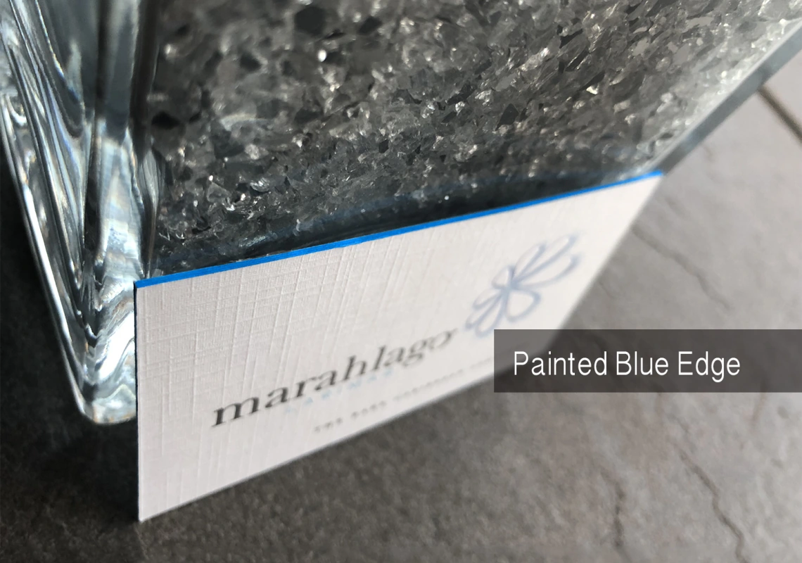 Painted-edge business cards from Redline’s existing luxury portfolio