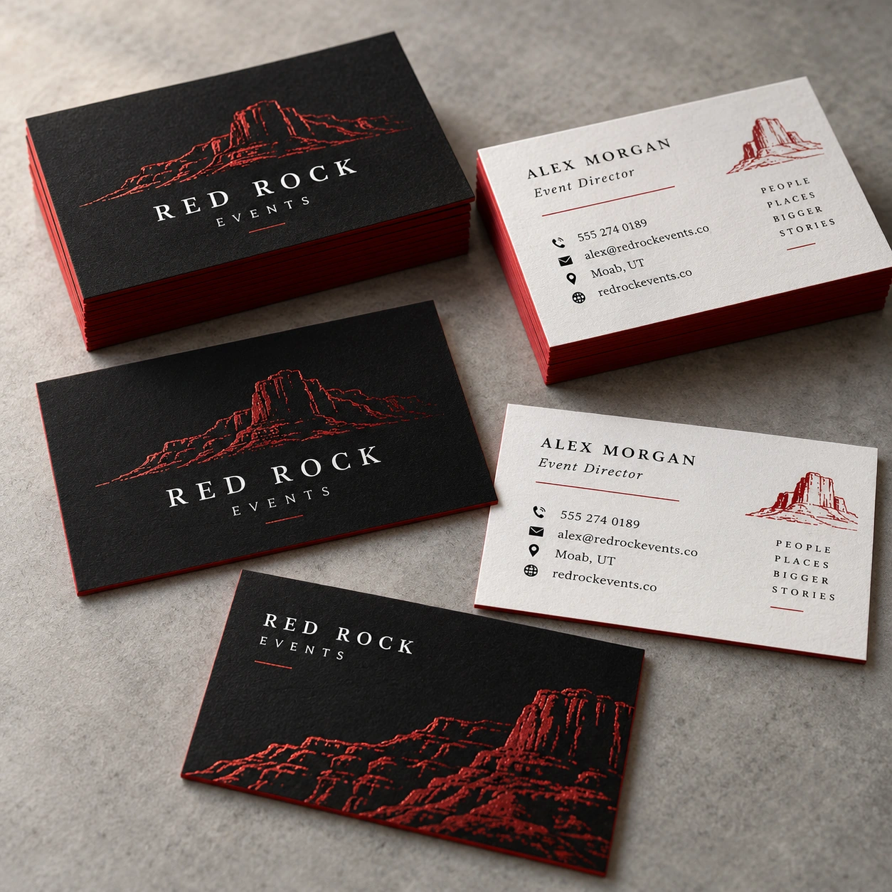 Print & Marketing — illustrative Red Rock Events sample